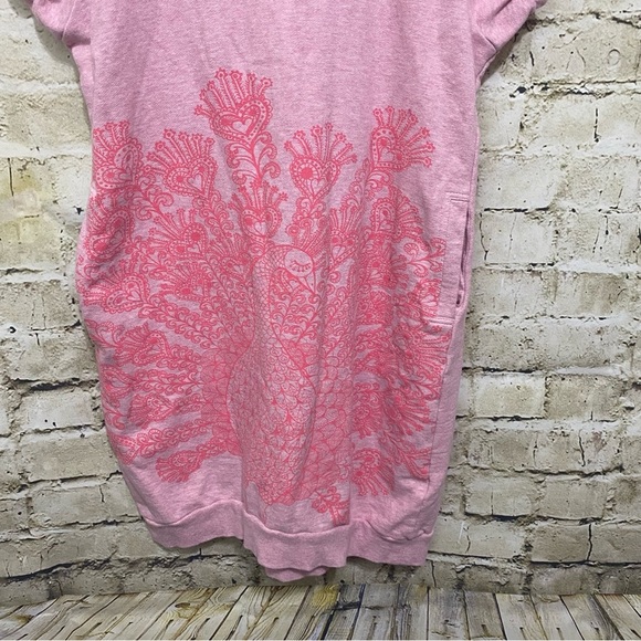 Paper Wings Pink Peacock Sweatshirt Dress Pockets - Picture 2 of 6